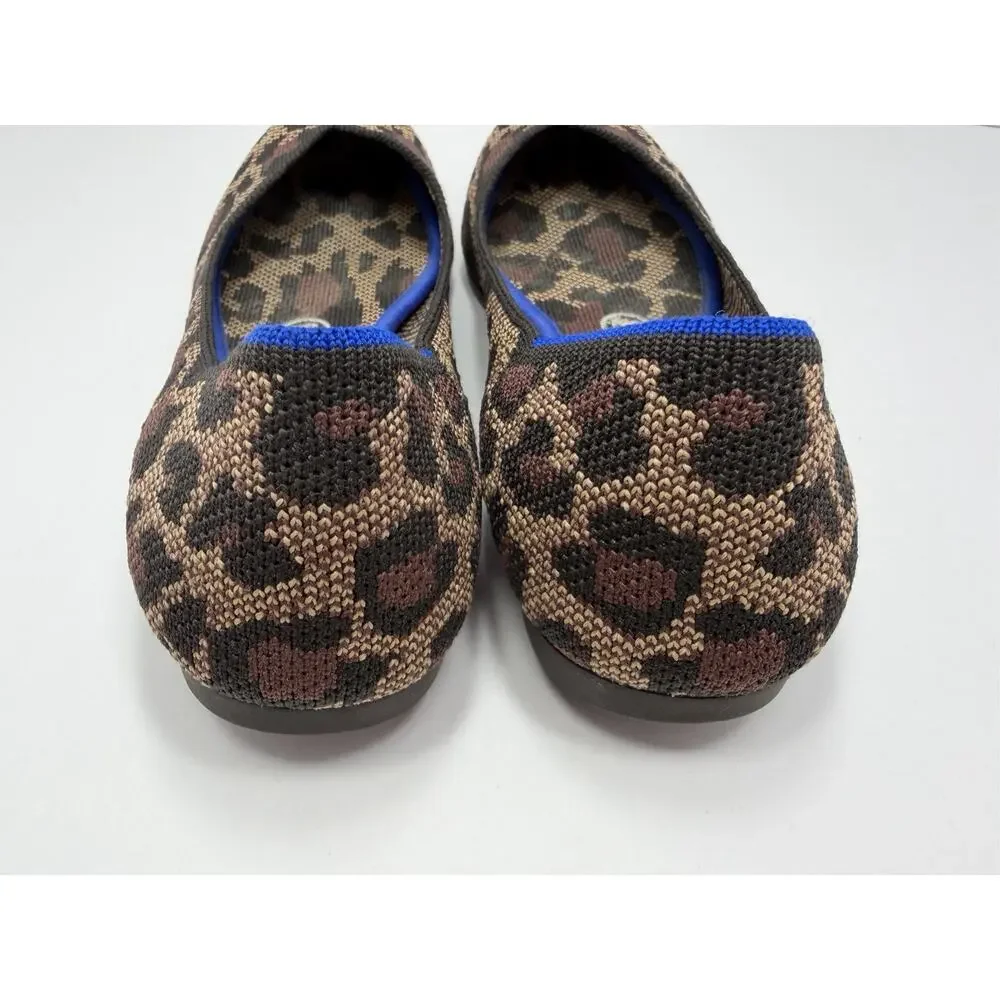 Rothy's Leopard Print Pointed Flats with Blue Trim - Picture 5 of 7